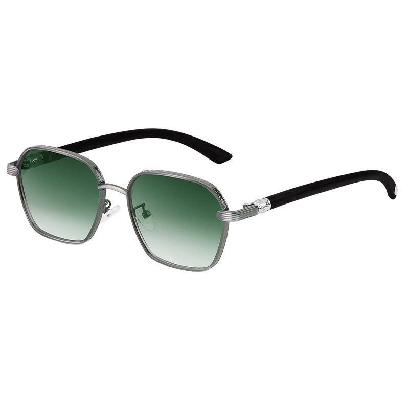 Vintage Imitation Wood Grain Temple Men's Sunglasses Outdoor Driving Square Frame Sunglasses Wholesale shades