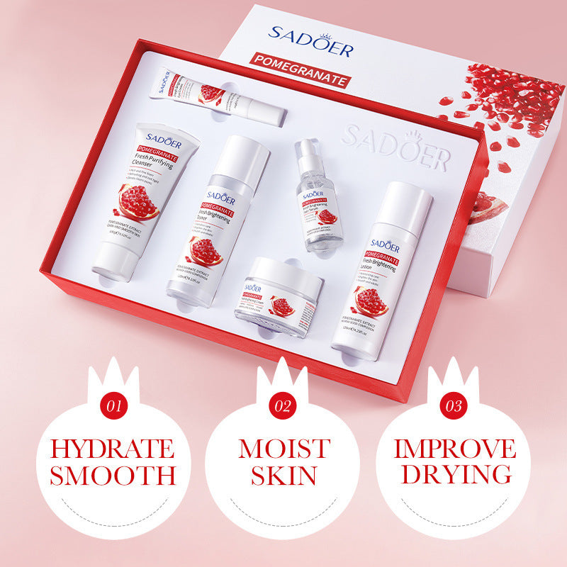 Red Pomegranate Skincare Set SADOER Hydrating Moisturizing Cleansing Nourishing  Wholesale