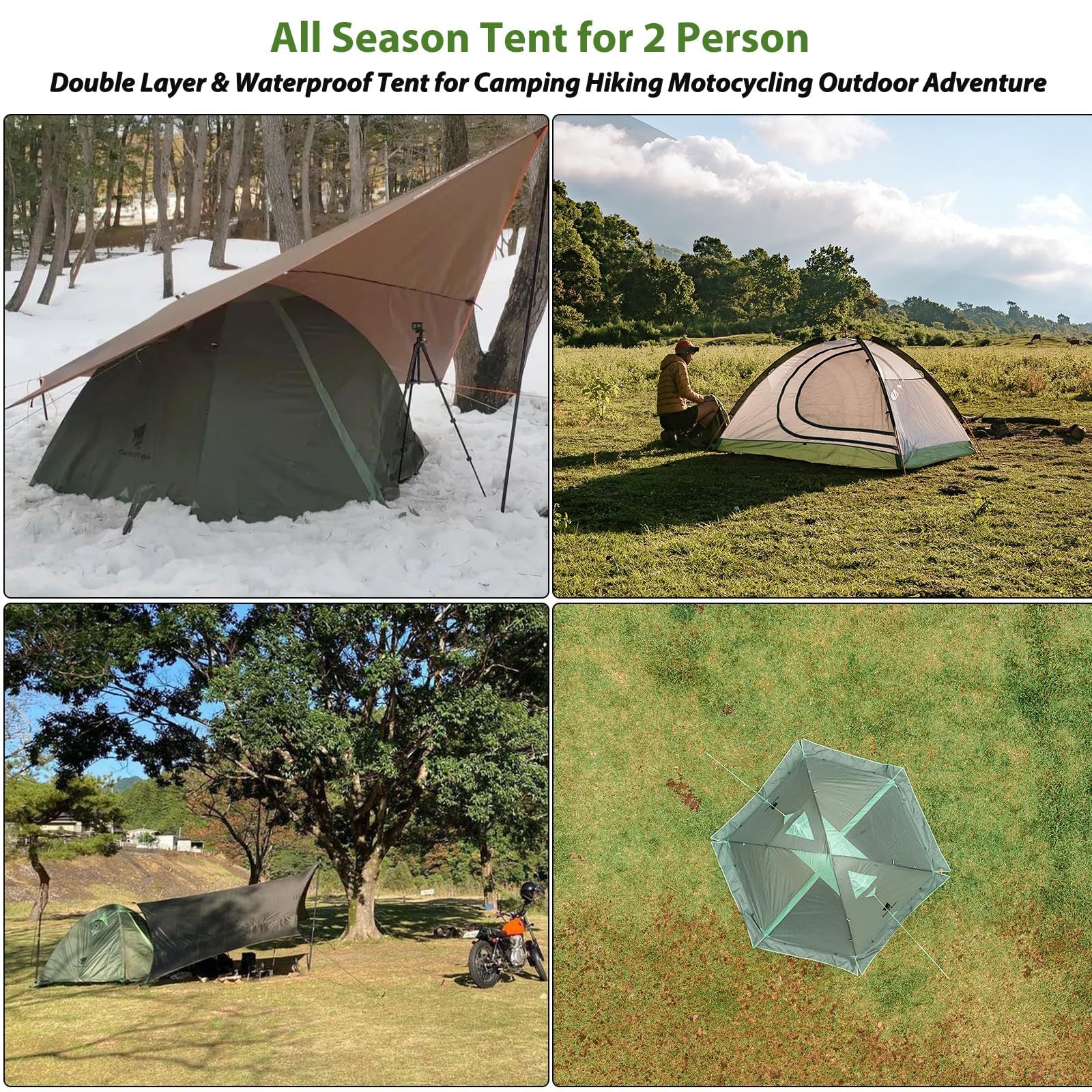 Lightweight Tent Outdoor Hiking Double Layer Tent Aluminum Pole Camping Tent Rainproof