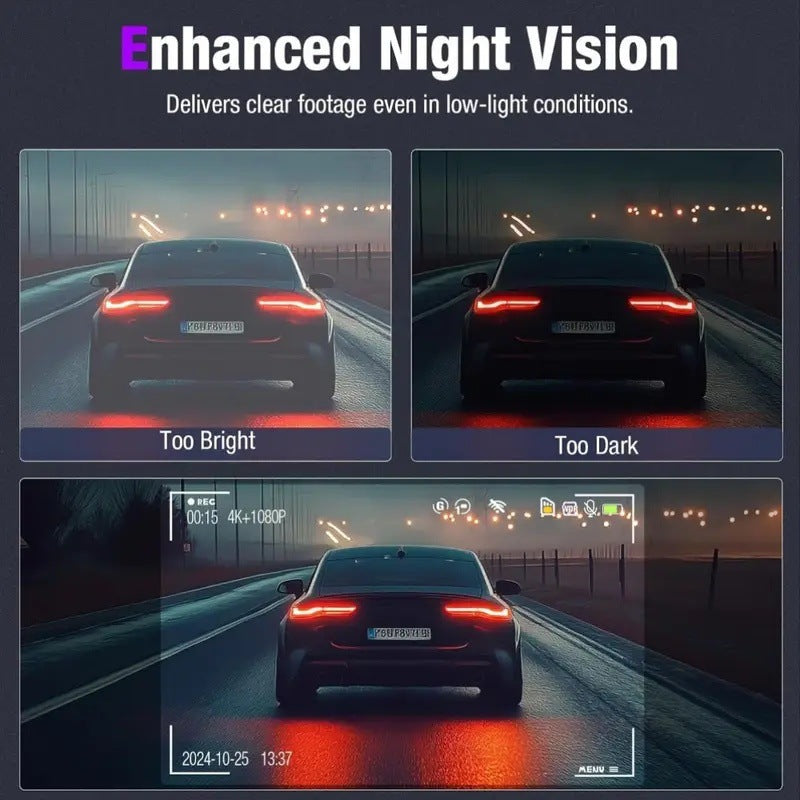 Factory direct sales3.16Inch Car Dash Cam4K High Definition Triple Recording4KWiFi Interconnection dashcam