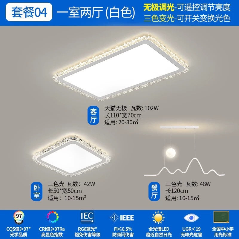 Light Luxury Living Room Ceiling Lamp2025New Year's Crystal Lamp High-end Bedroom Main Lamp Round led Eye Protection Lighting