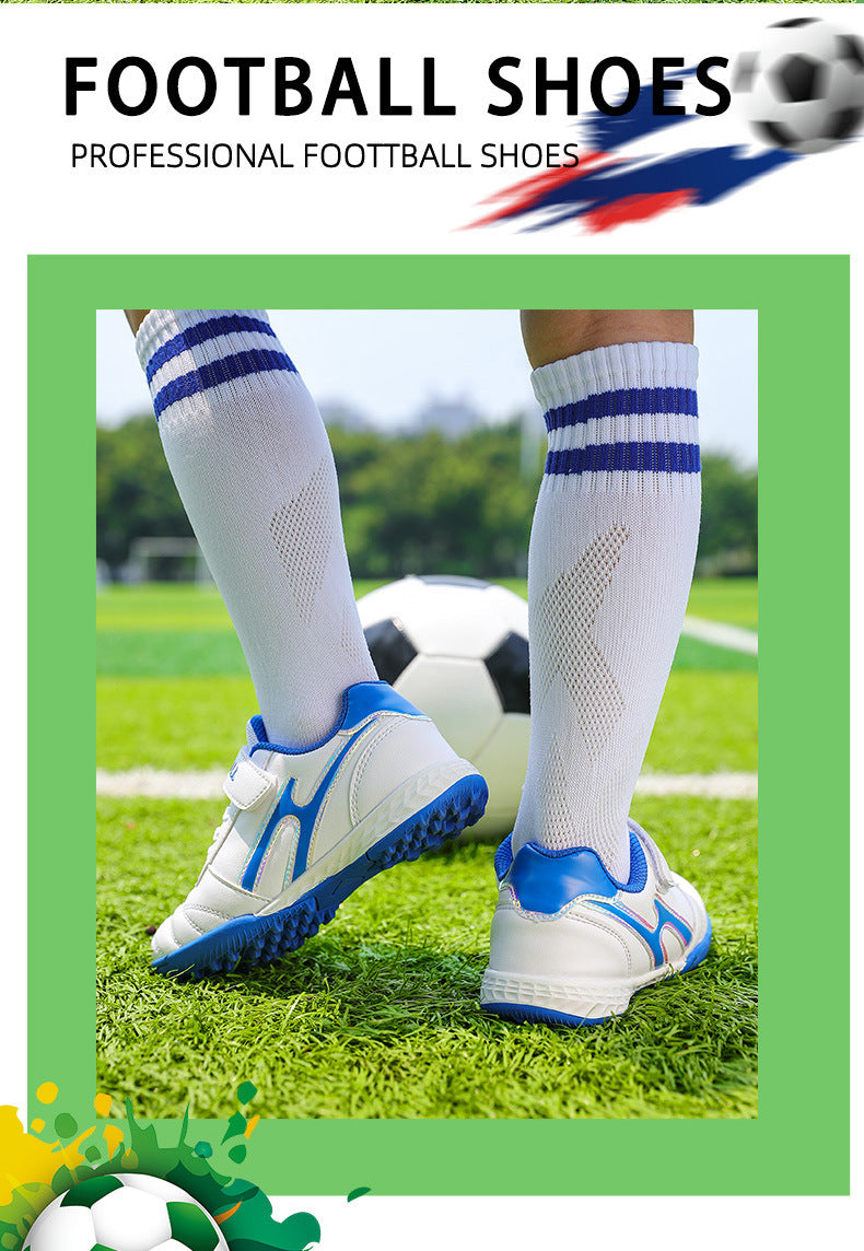 New football shoes for men and women with Velcro for children TF Broken Nail Style Youth Student Grassland Flat Training Shoes