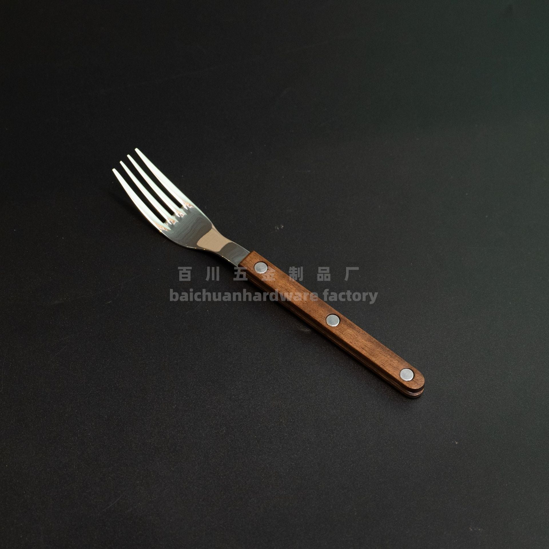 French Style Solid Wood Walnut Handle Western Cutlery Stainless Steel Knife Fork Spoon Wholesale Household Kitchen Western Restaurant