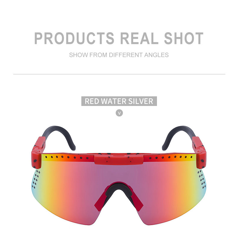 European and American Colorful Sunglasses Outdoor Cycling Windproof Sunglasses Men and Women One-piece Lens Sports Anti-ultraviolet Glasses