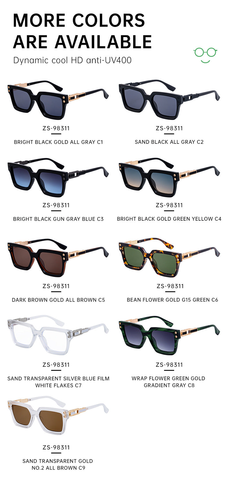 2025New European and American Style Square Frame Sunglasses for Men High-end Sun Protection Sunglasses Men's Trend Wholesale sunglasses