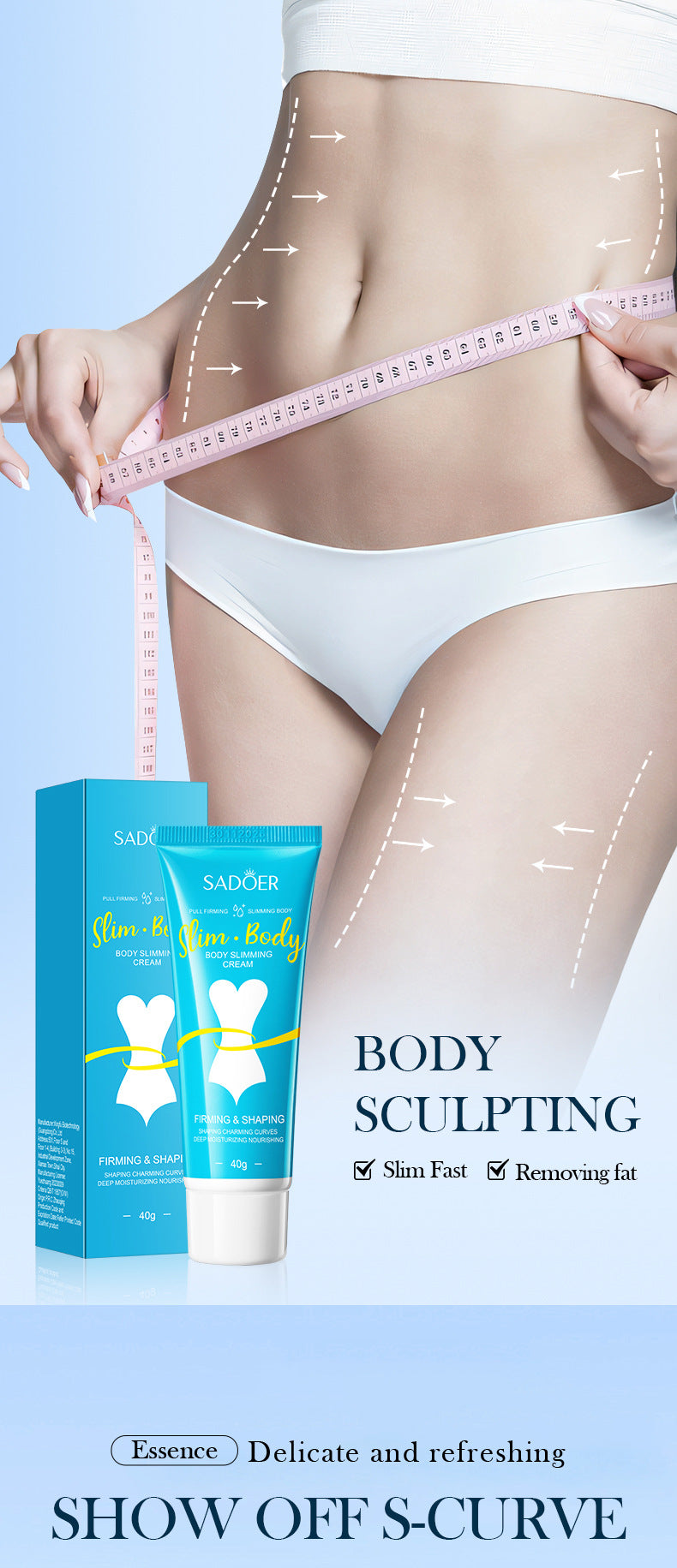 Full English Slimming Cream SADOER Body Shaping Care Products  Foreign Trade Live Streaming Skincare Manufacturer Wholesale
