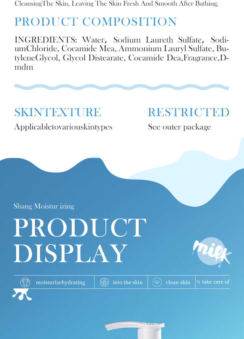 Milk Body Wash SADOER Hydrating, smooth, clean fragrance body wash for cross-border foreign trade wholesale