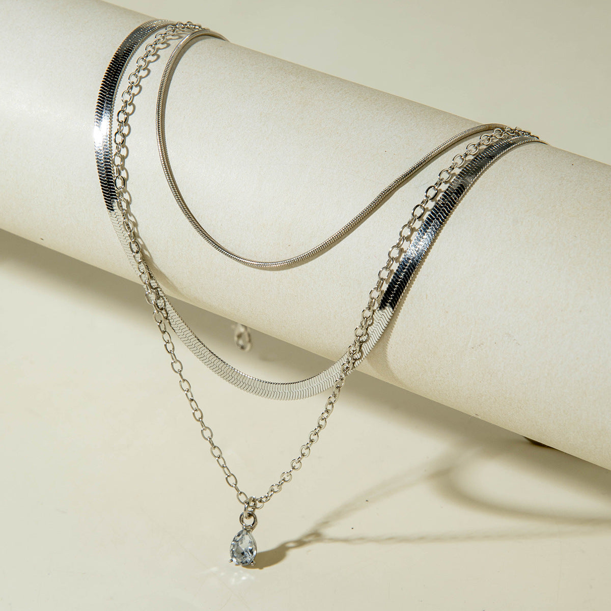 European and American Fashion Collarbone Chain Round Pendant Tassel Multi-layer Stacking Necklace Layered One-word Necklace3Set