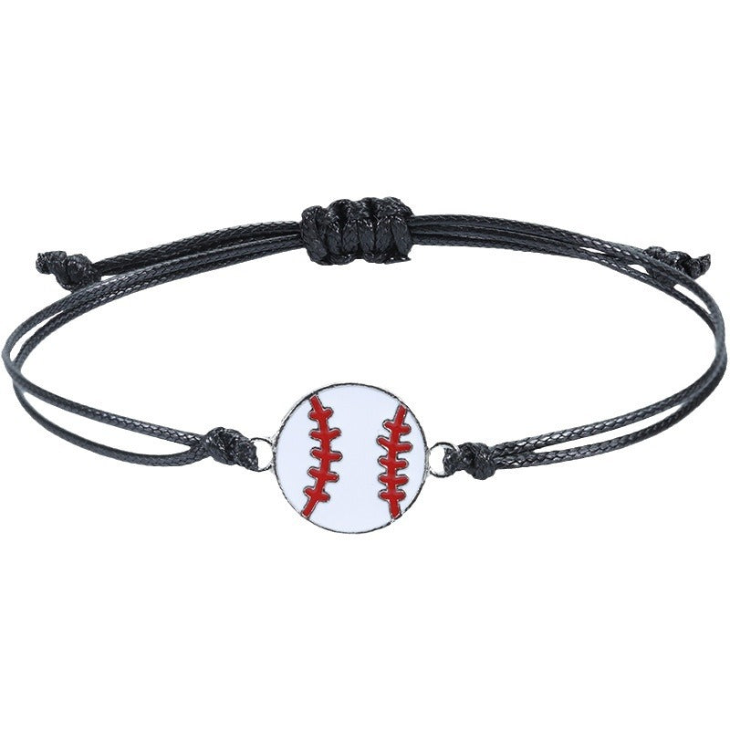 Basketball Wax Line Simple Bracelet Men's Holiday Gift Football Baseball Alloy Pendant Fan Sports Woven Bracelet