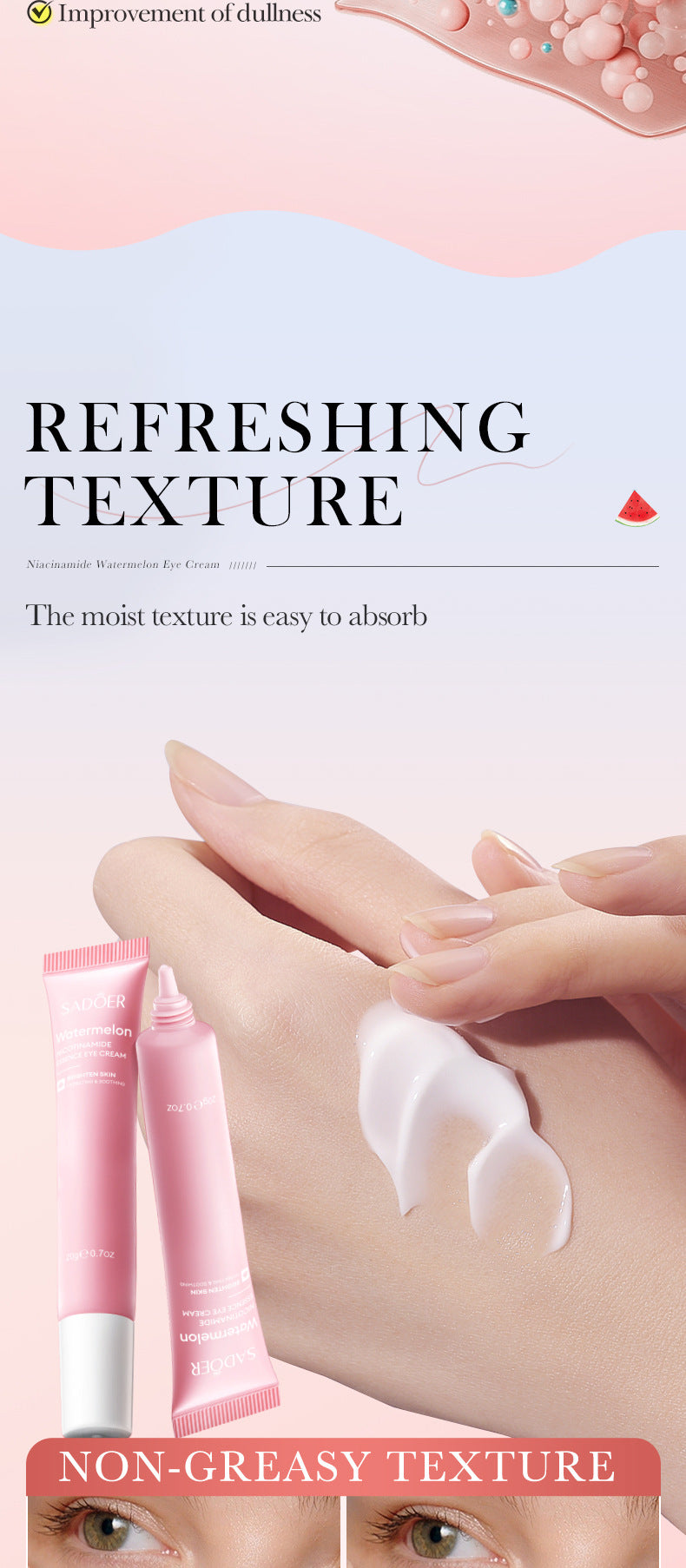 Watermelon Niacinamide Essence Eye Cream SADOER Moisturizing Eye Cream for Eye Area Wholesale Cross-Border Trade