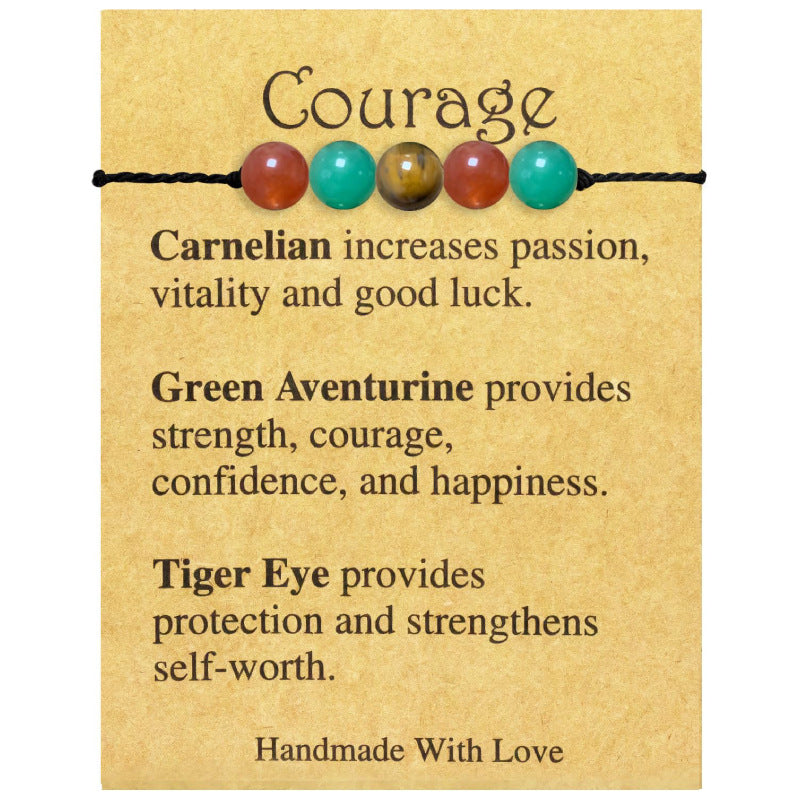 Handmade Knot Braided Bracelet Stone Beaded Tiger Eye Map Stone Couple Gift Stretchable Braided Bracelet