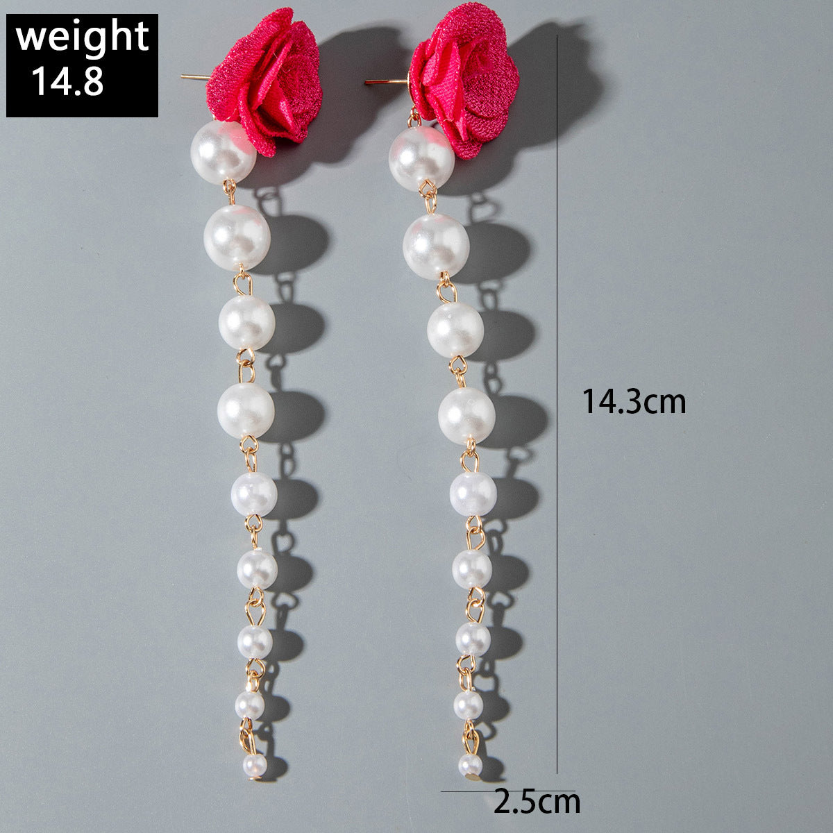 European and American Fresh Fabric Colorful Pearl Earrings Sweet Rice Bead Tassel Tulip Flower Earrings