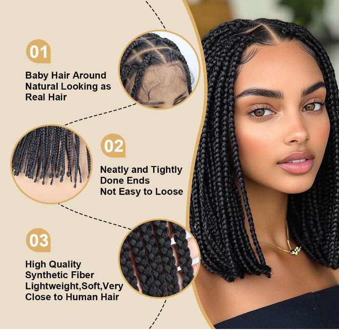 14 inch 360 Single Full Lace Braided Wigs for Black Women