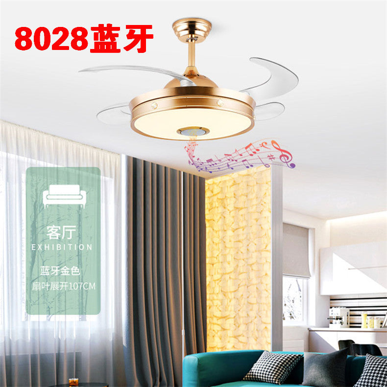 Invisible Fan Light Remote Control led Fan Chandelier Home Electric Fan Lamp scandinavian Iron Restaurant Lamp Crystal Ceiling Fan Lamp