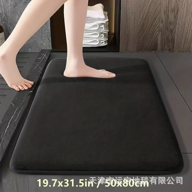 Solid Color Coral Fleece Bathroom Mat Entrance Water Absorption Foot Mat Dirt-Resistant Non-Slip Mat Manufacturer