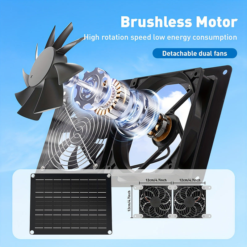 Exclusive Solar Photovoltaic Panel with Exhaust Fan Dual Fan Suitable for Backyard Chicken Coop Greenhouse Dog House Pet House