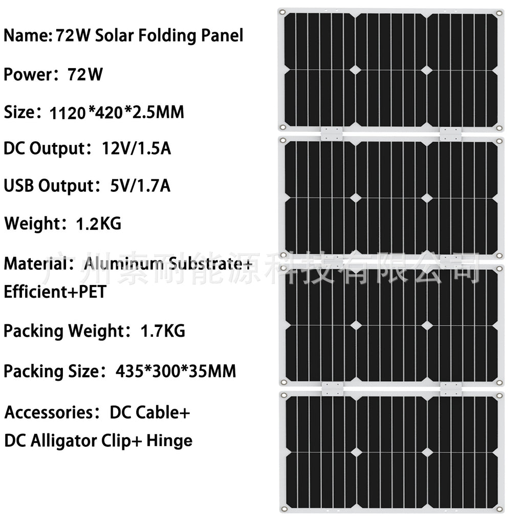 Monocrystalline Solar Charging Panel18W 36W 54W 72W Solar Panel5V Double USB Export Platform