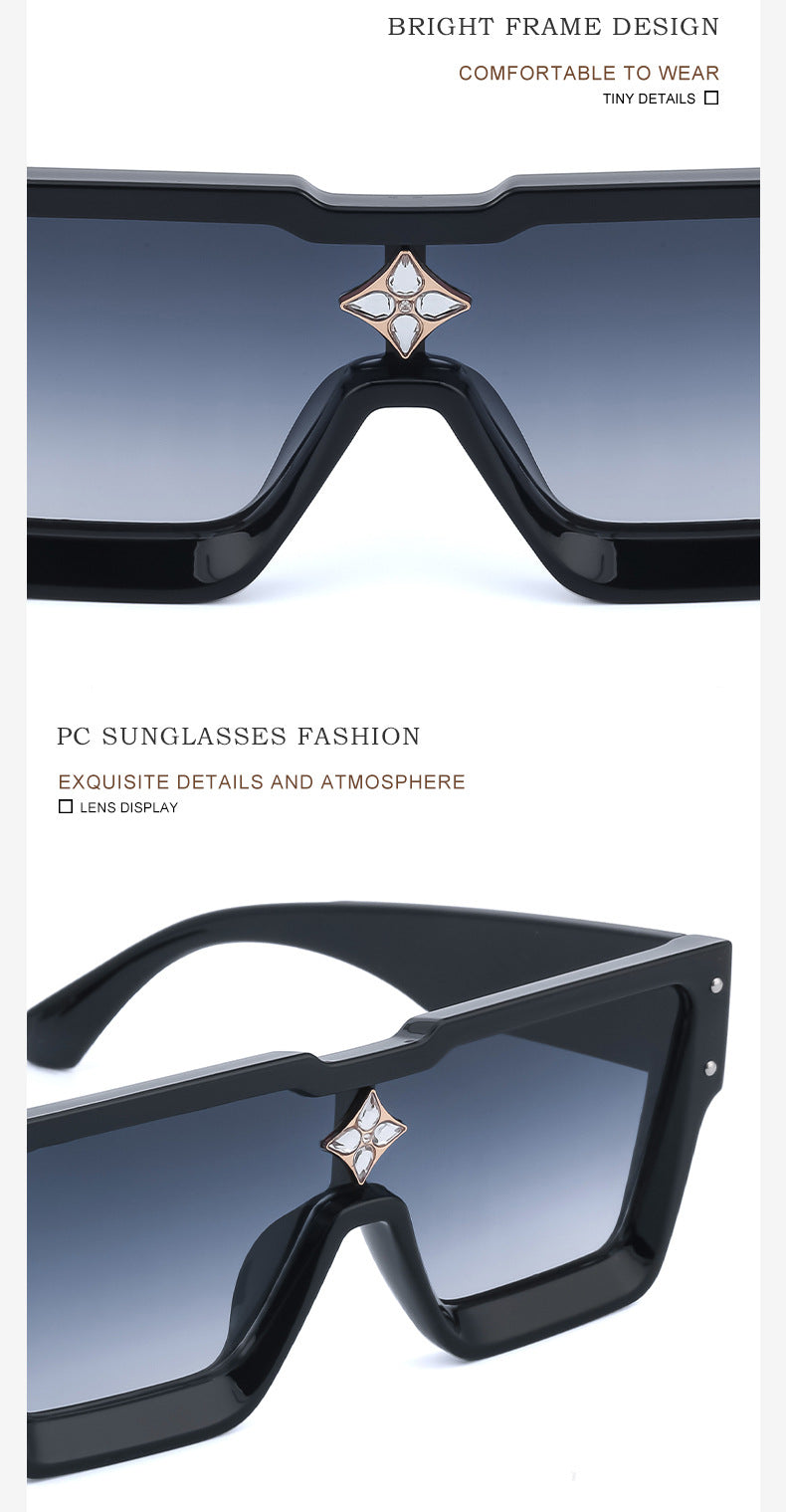 2025European and American 0k Rich Women Large Frame Sunglasses New One-piece Internet Celebrity Sunglasses for Women Trendy sunglasses