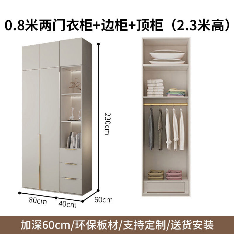 Custom Solid Wood Wardrobe for Home Bedroom Modern Simple Cream Style Hot-Selling Storage Cabinet One-Door to Ceiling Large Wardrobe