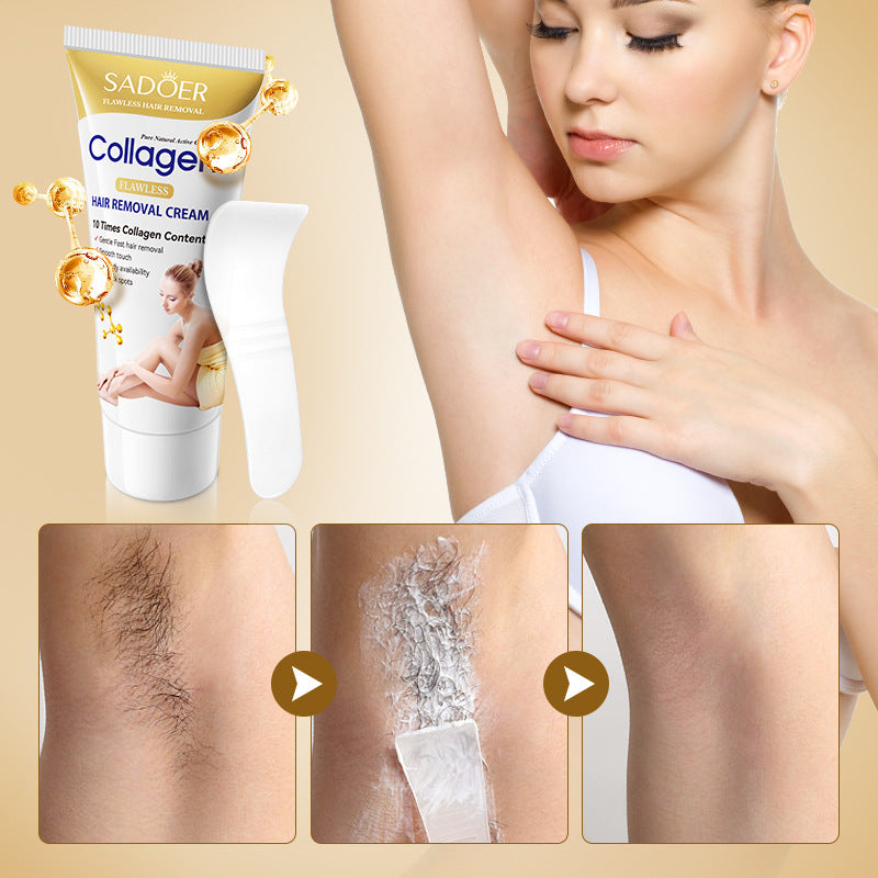 Full English Collagen Gentle Hair Removal Cream SADOER Skin-friendly Non-irritating Underarm Hair Removal Cream  Wholesale