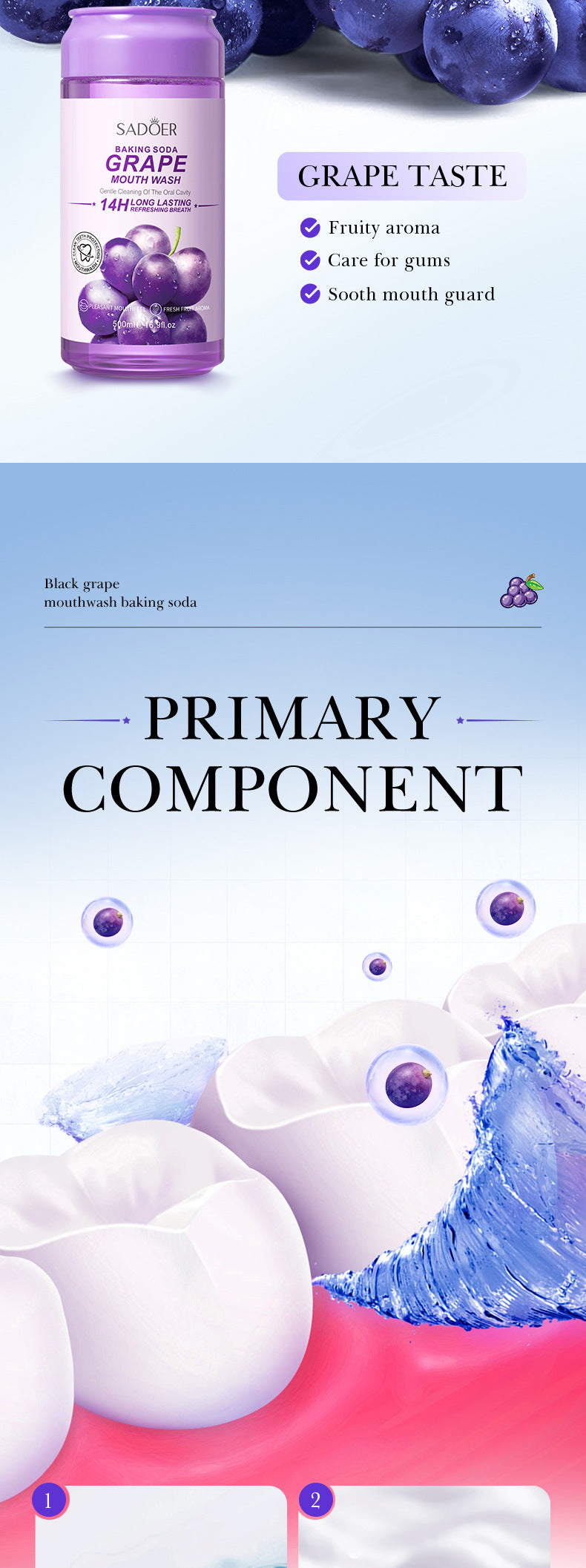 Fruit Mouthwash SADOER Fresh Orange Baking Soda Tooth Stain Remover Mouthwash Bottle Cross-Border Wholesale