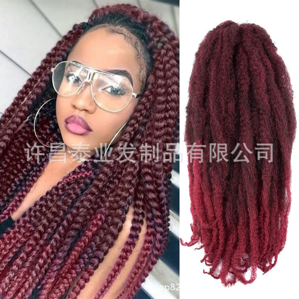 European American African Cross-Border Wig Dreadlocks Marley Braids Crochet Hair Afro Marley braids Big Caterpillar