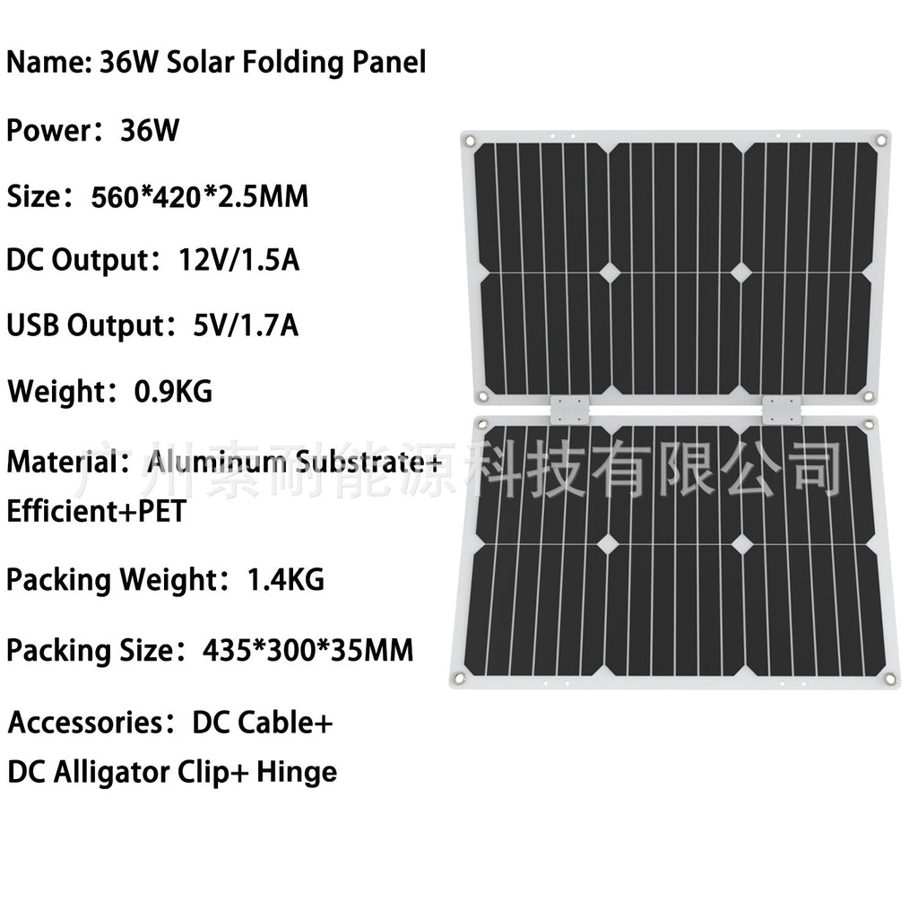 Monocrystalline Solar Charging Panel18W 36W 54W 72W Solar Panel5V Double USB Export Platform