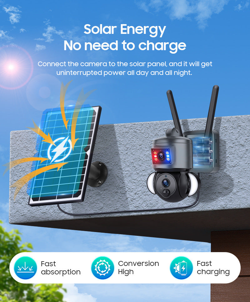 Outdoor Courtyard Binoculars4G Solar Powered Surveillance Camera 600Wan Remote Wireless Full Color Low Power Consumption Bullet Camera