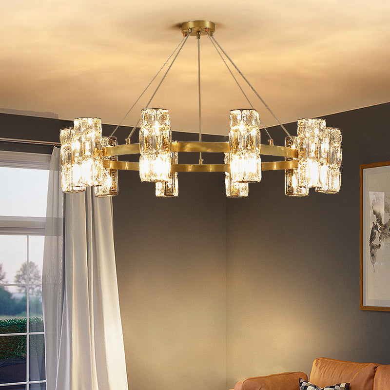 All-Copper Crystal Chandelier Post-Modern Minimalist Nordic Living Room Lamp Dining Room Chandelier Creative Bedroom Lamp Clothing Store Lighting