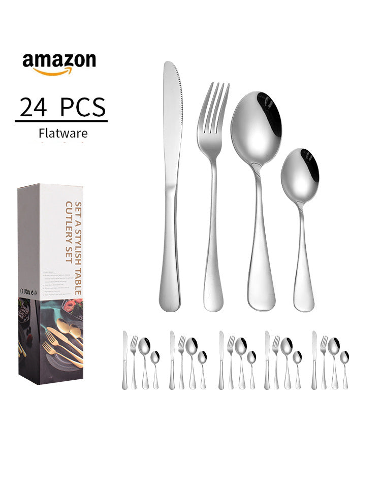 1010241 Piece Western Dessert High Aesthetic gold Steak Knife Fork Spoon Stainless Steel Cutlery Set