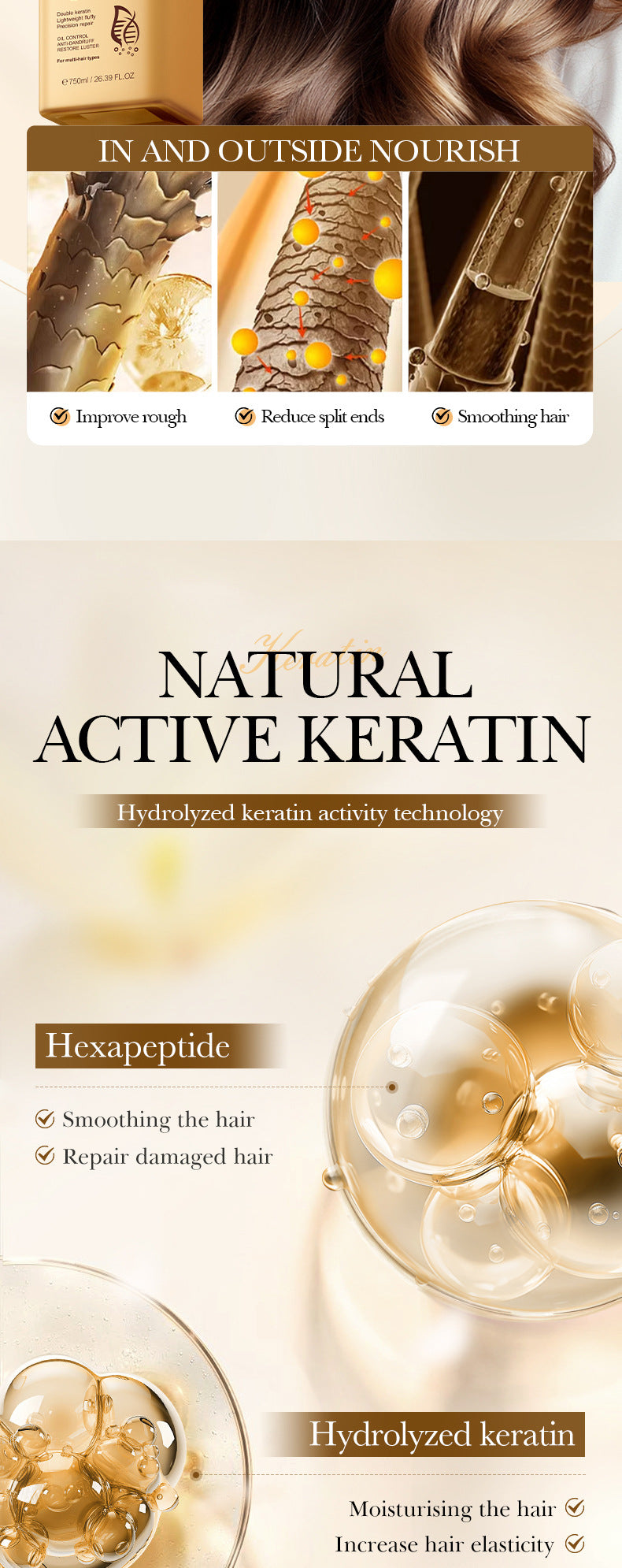 Keratin Peptide Anti-Dandruff Shampoo SADOER Fluffy Cleansing Shampoo Cross-Border Wholesale