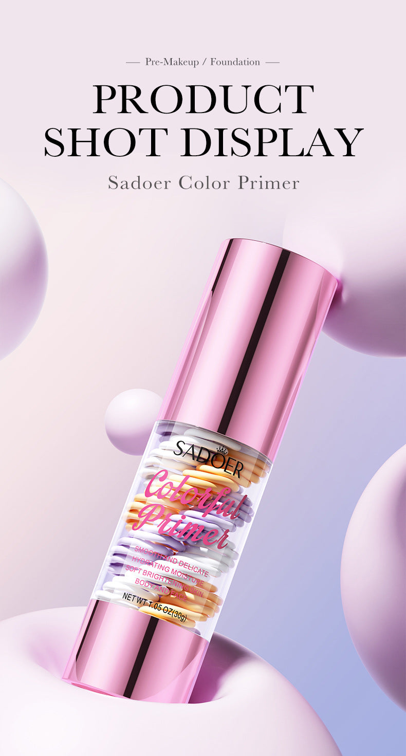 Makeup SADOER Three Color Rainbow Isolation Cream Contour Concealer Refreshing Primer  Wholesale