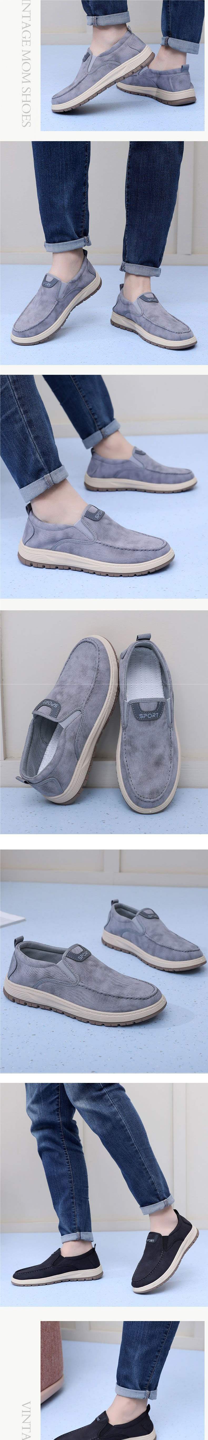 Spring Style Casual Canvas Shoes Versatile Breathable Slip-On Dad Shoes Non-Slip Soft Sole Odor-Resistant Old North Cloth Shoes