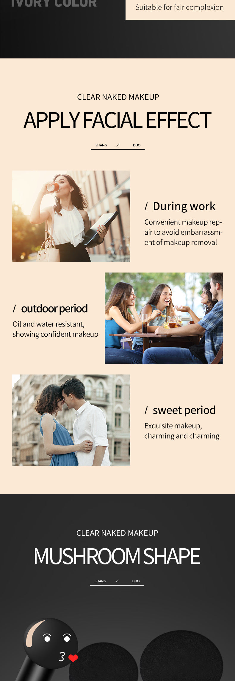 Makeup SADOER Vitamin C Mushroom Cushion Moisturizing Lightweight Breathable BB Wholesale Cross-Border Foreign Trade Frost