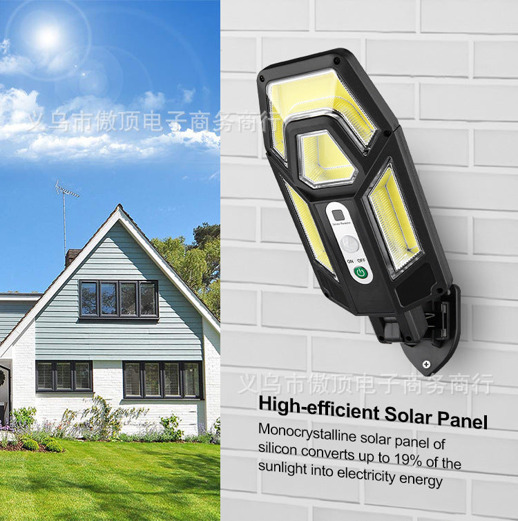 New Solar Wall Light Outdoor Human Body Sensing Street Light Waterproof Garden LED Garden Landscape Light Remote Control