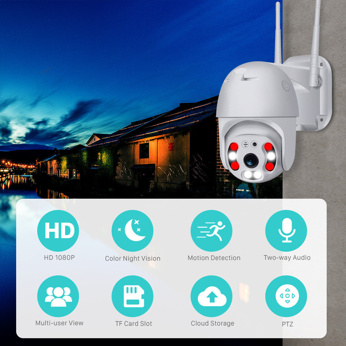 HD Outdoor Surveillance Camera Waterproof Eight-Light Dome Camera A6Wireless WiFiIPCamera Full Color