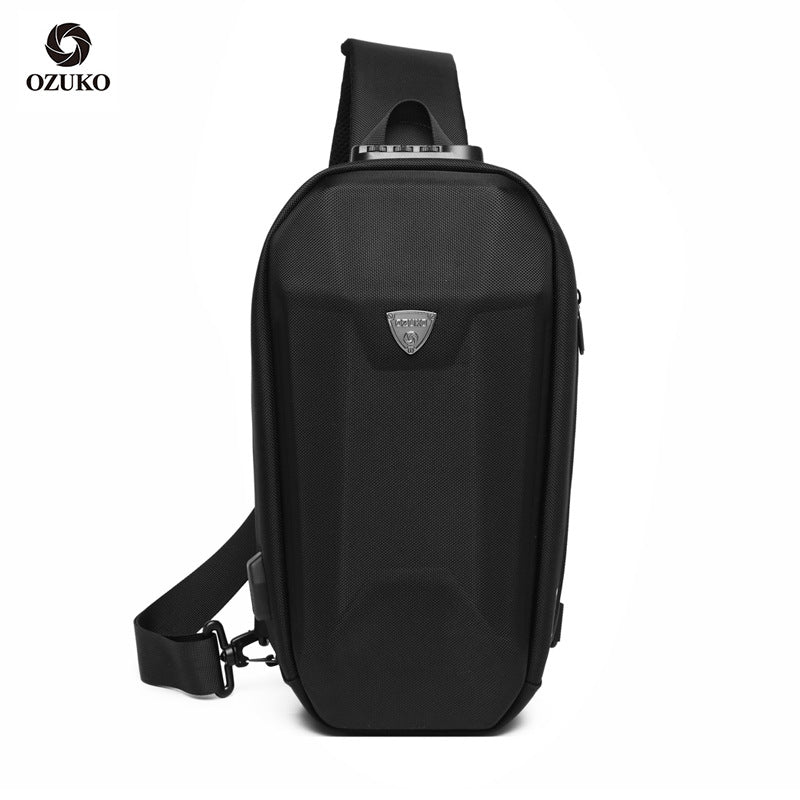 OZUKO Hard Shell Chest Bag Men's Crossbody Bag Anti-Theft Waterproof Cycling Outdoor Multi-Functional Sports Shoulder Bag