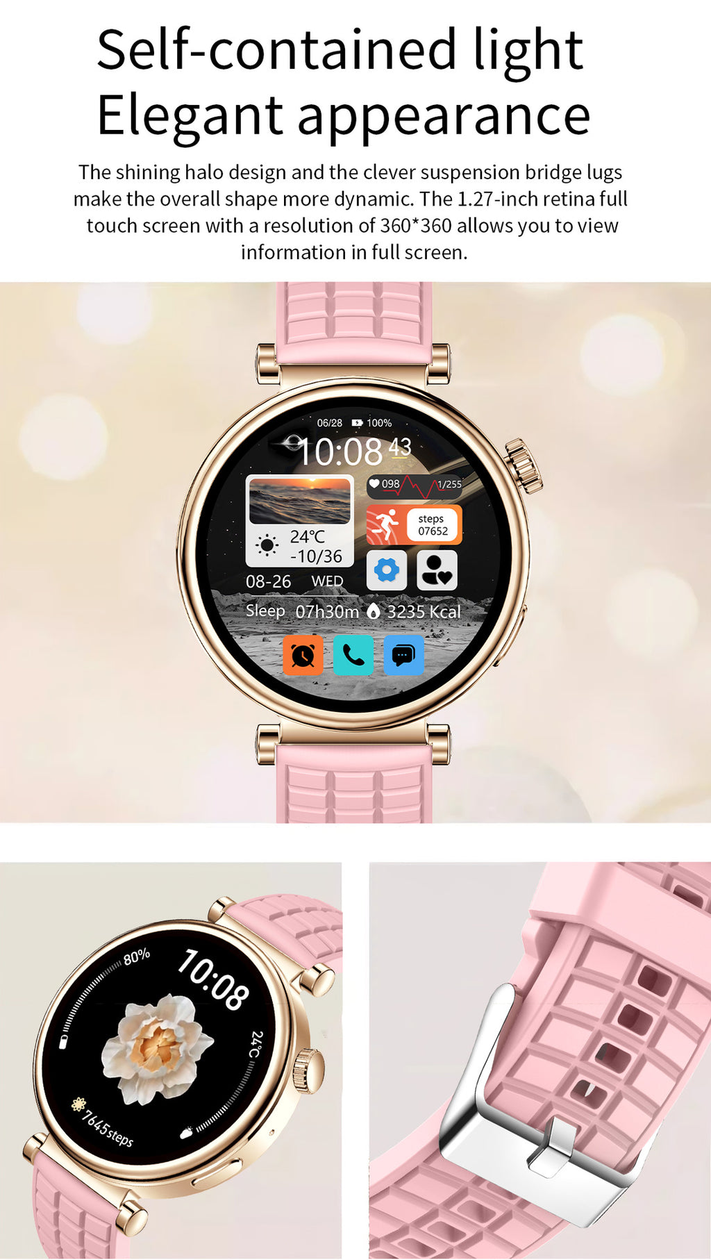 Z01 Mini Smart Watch Bluetooth Call True Heart Rate Step Sleep Monitoring Exquisite Ladies Outdoor Sports