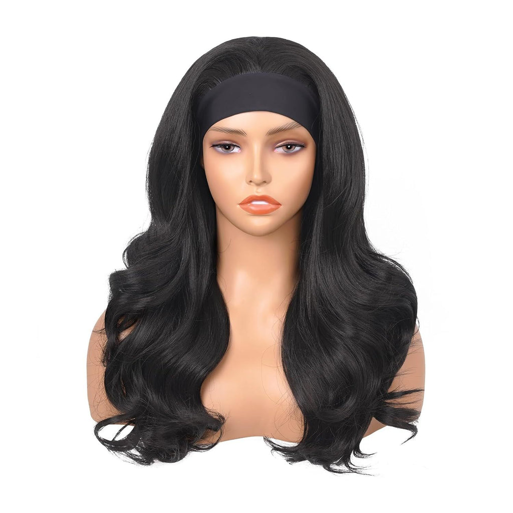 Afro Body wave Large Curly Hair Ribbon Hairband Curly Hair Glueless Synthetic Wig