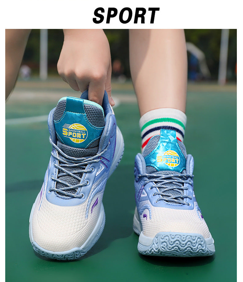 Boys' Casual Fashion Trendy Children's Shoes Non-Slip Wear-Resistant Sports Shoes for Elementary School Students Training Multi-Color Basketball Shoes
