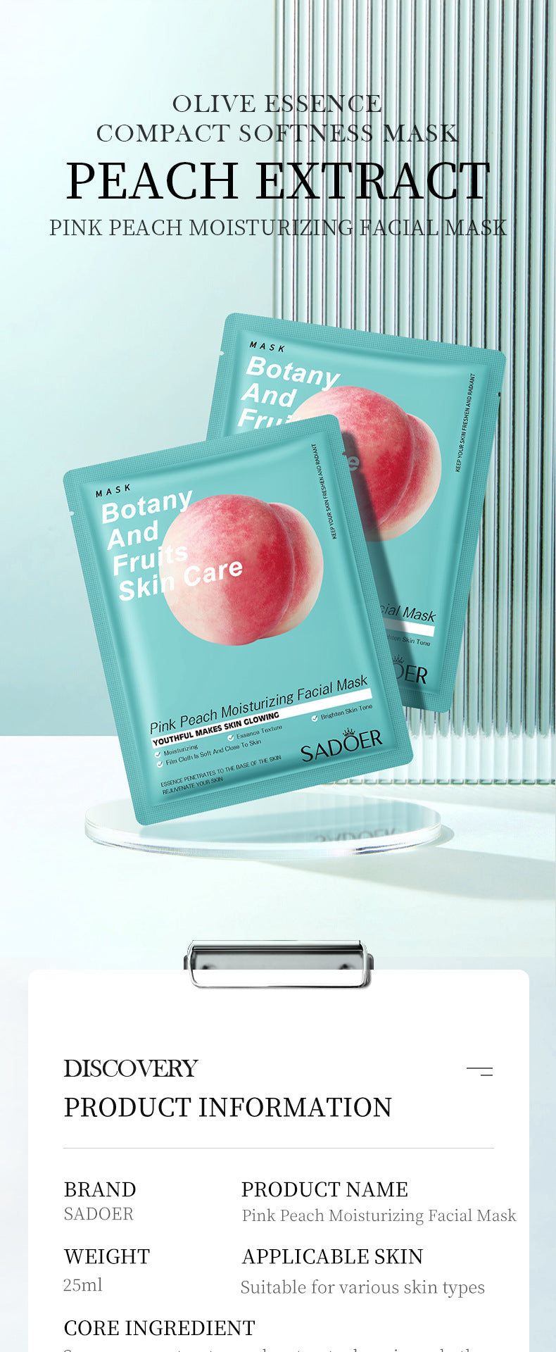 Fruit Mask SADOER Avocado Rose Hydrating Moisturizing Tablets Cross-border Foreign Trade Skincare Wholesale