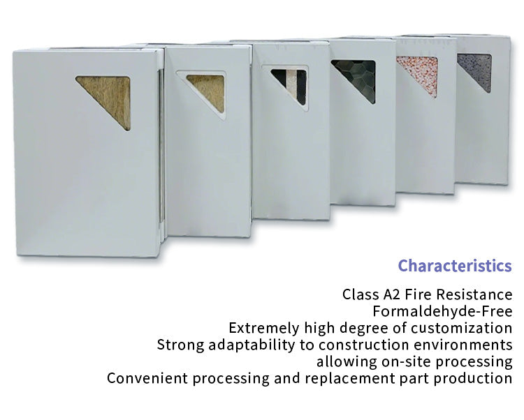 Handmade Customizable Calcium Silicate Board Surface Magnesium Rock Wool Board Hollow Glass A2 Fireproof Cold Rooms Workshops