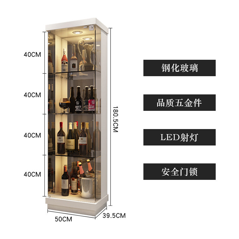 All-Glass Wine Cabinet Living Room Wall-Mounted Sideboard Modern Simple Light Luxury Small Red Wine Transparent Collection Figurine Display Cabinet